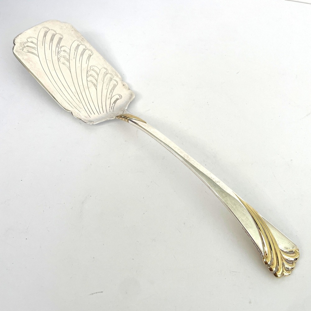 Vintage Lenox Silverplate Lasagna spatula Cake Server Gold Accent Italy Engraved